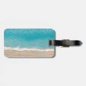 Zomer Blauwe Oceaan & Zandstrand Fotografie Bagagelabel (Achterkant horizontaal)