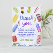 Zomer Blauwe Popsicle Verjaardag Bedankt Card (Staand voorkant)