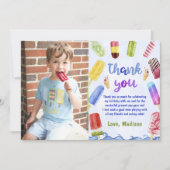 Zomer Blauwe Popsicle Verjaardagsfoto Dank u kaart (Voorkant)