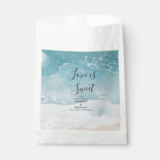 Zomer Blauwe Strand Bruiloft Bedankzakje (Voorkant)