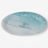 Zomer Blauwe Strand Bruiloft Papieren Bordje (Gekanteld)