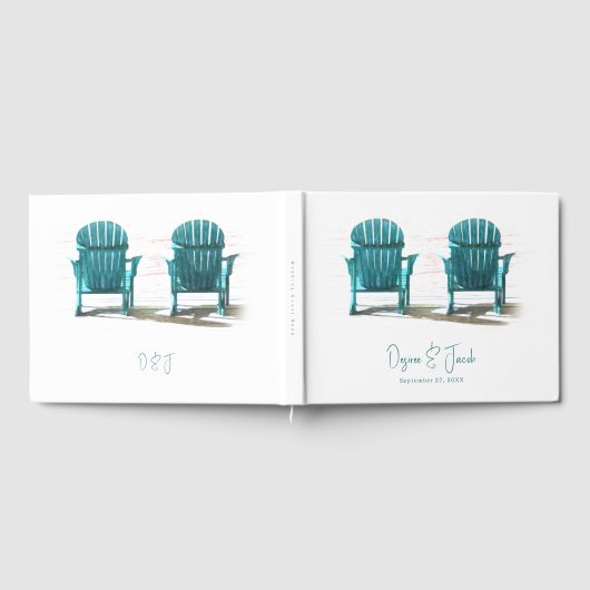 Zomer Blauwgroen Witte Strandstoelen Gastenboek (Volledig)