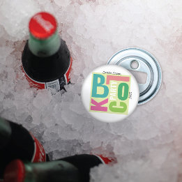 Zomer Block Party Retro Type Buurt Event Button Flesopener