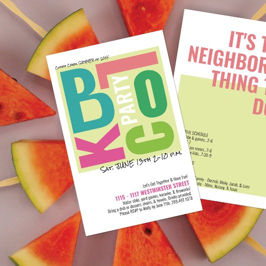 Zomer Block Party Retro Type Buurt Event Flyer