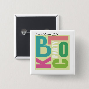 Zomer Block Party Retro Type Buurt Event Vierkante Button 5,1 Cm