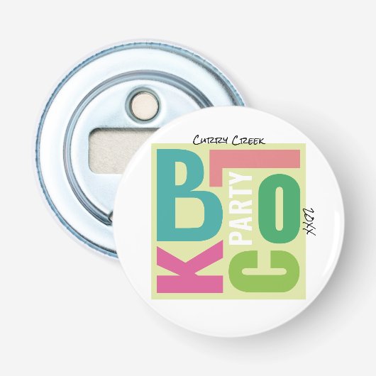 Zomer Blockparty Retro Type Buurt Event Button Flesopener (Voorkant)