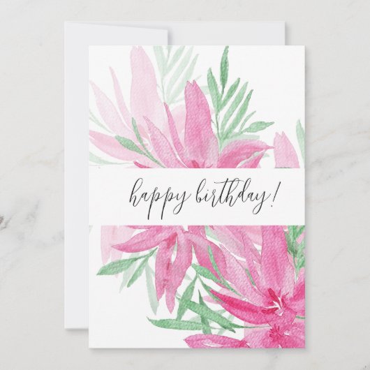 Zomer Bloeiende Roze Bloemen Waterverf Art (Voorkant)