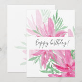 Zomer Bloeiende Roze Bloemen Waterverf Art (Voorkant / Achterkant)