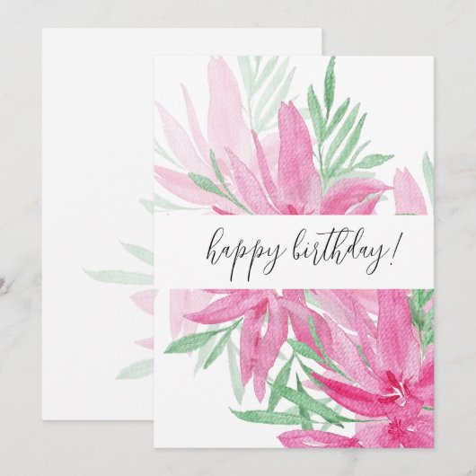 Zomer Bloeiende Roze Bloemen Waterverf Art (Voorkant / Achterkant)