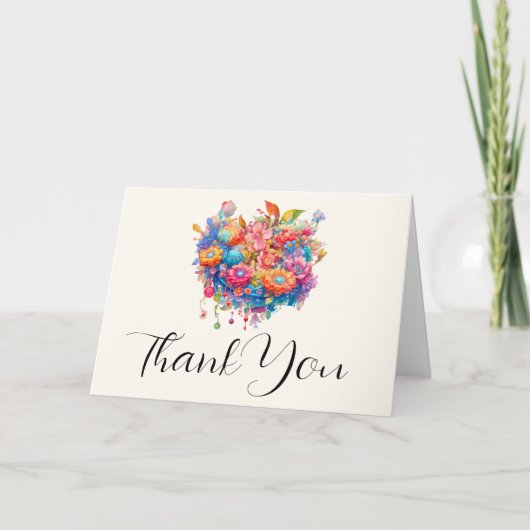 Zomer Bloem Boeket Whimsical Boho Bedankt (Voorkant)