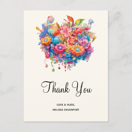 Zomer Bloem Boeket Whimsical Boho Briefkaart (Voorkant)