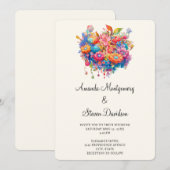 Zomer Bloem Boeket Whimsical Boho Bruiloft Kaart (Voorkant / Achterkant)