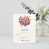 Zomer Bloem Boeket Whimsical Boho Bruiloft RSVP Kaartje (Staand voorkant)