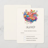 Zomer Bloem Boeket Whimsical Boho Bruiloft RSVP Kaartje (Voorkant / Achterkant)