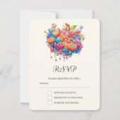 Zomer Bloem Boeket Whimsical Boho Bruiloft RSVP Kaartje (Voorkant)