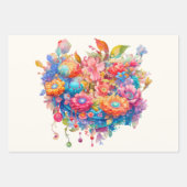 Zomer Bloem Boeket Whimsical Boho Inpakpapier Vel (Voorkant)