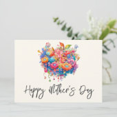 Zomer Bloem Boeket Whimsical Boho Kaart (Staand voorkant)