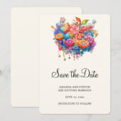Zomer Bloem Boeket Whimsical Boho Save The Date (Voorkant / Achterkant)