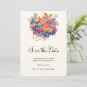 Zomer Bloem Boeket Whimsical Boho Save The Date (Staand voorkant)