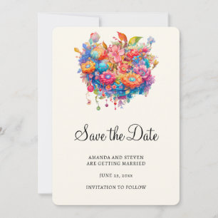 Zomer Bloem Boeket Whimsical Boho Save The Date