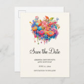 Zomer Bloem Boeket Whimsical Boho Save the Date Uitnodiging Briefkaart (Voorkant / Achterkant)