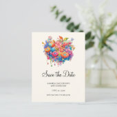 Zomer Bloem Boeket Whimsical Boho Save the Date Uitnodiging Briefkaart (Staand voorkant)