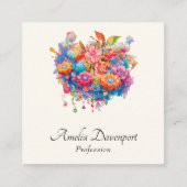 Zomer Bloem Boeket Whimsical Boho Vierkante Visitekaartje (Voorkant)