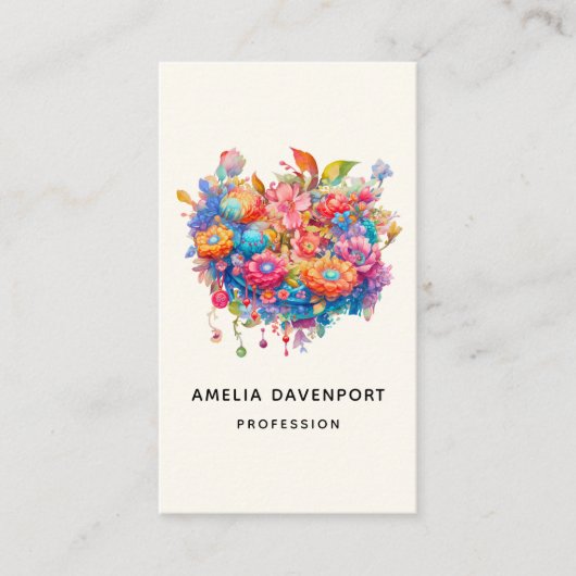 Zomer Bloem Boeket Whimsical Boho Visitekaartje (Voorkant)