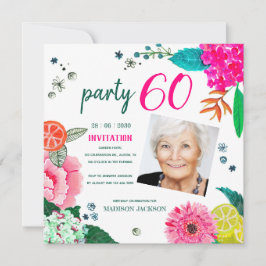 Zomer Bloem Feestelijke 60e Verjaardag Feest Foto Kaart