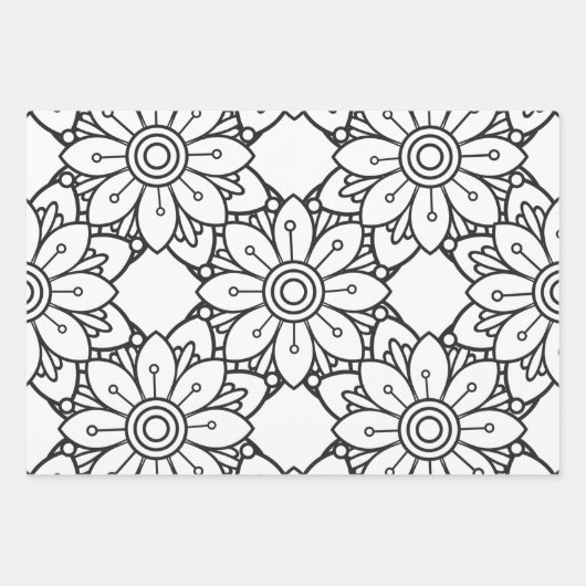 Zomer Bloem Patroon Geel Grijs Inpakpapier Vel (Voorkant 2)