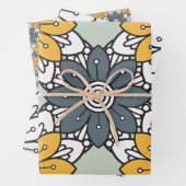 Zomer Bloem Patroon Geel Grijs Inpakpapier Vel (In situ)