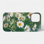 Zomer bloem patroon in groene weide met blauwe an iPhone hoesje (Achterkant horizontaal)