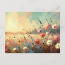 Zomer Bloem Veld Natuur Scène Impressionistische K