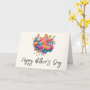 Zomer Bloemboeket Whimsical Boho Moederdag Kaart