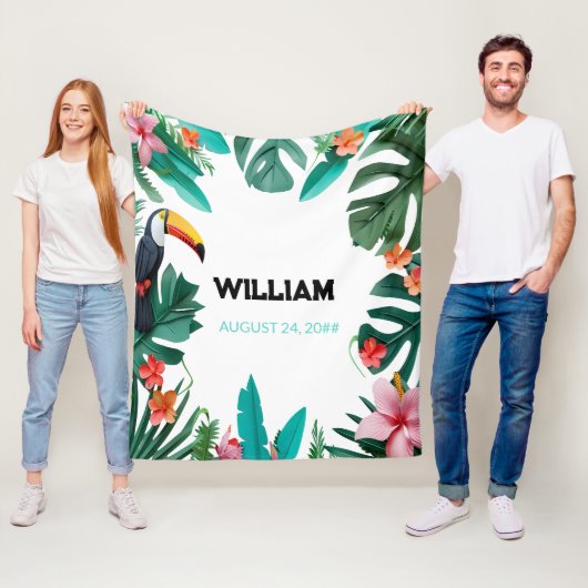 Zomer Bloemen Aangepaste Naam Kinderkamer Fleece Deken (In situ)