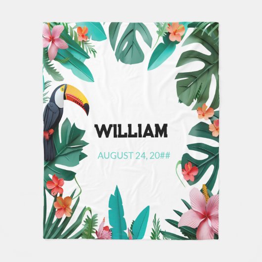 Zomer Bloemen Aangepaste Naam Kinderkamer Fleece Deken (Voorkant)