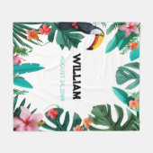 Zomer Bloemen Aangepaste Naam Kinderkamer Fleece Deken (Voorkant (Horizontaal))