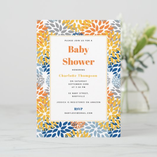 Zomer Bloemen Abstracte Heldere Kleuren Baby showe Kaart (Staand voorkant)