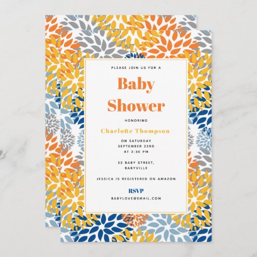 Zomer Bloemen Abstracte Heldere Kleuren Baby showe Kaart (Voorkant / Achterkant)