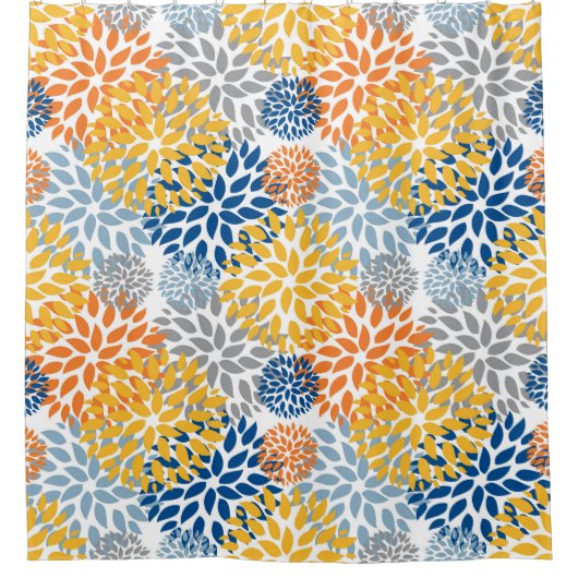 Zomer Bloemen Abstracte Heldere Kleuren Patroon Douchegordijn (Voorkant)