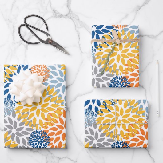 Zomer Bloemen Abstracte Heldere Kleuren Patroon Inpakpapier Vel (Voorkant)