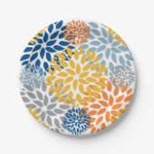 Zomer Bloemen Abstracte Heldere Kleuren Patroon Papieren Bordje (Voorkant)