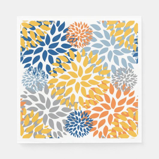 Zomer Bloemen Abstracte Heldere Kleuren Patroon Servet (Voorkant)