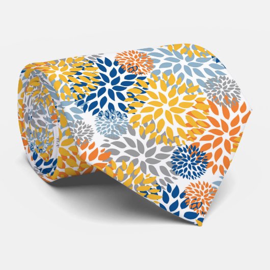 Zomer Bloemen Abstracte Heldere Kleuren Patroon Stropdas (Opgerold)