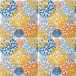 Zomer Bloemen Abstracte Heldere Kleuren Patroon Tegeltje