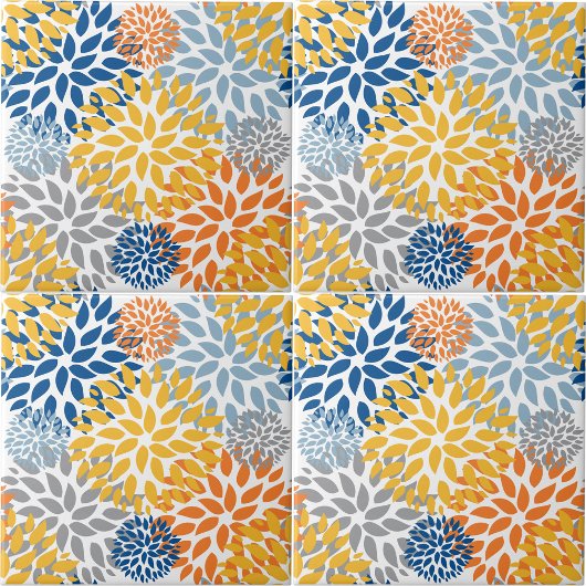 Zomer Bloemen Abstracte Heldere Kleuren Patroon Tegeltje