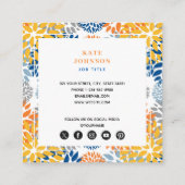 Zomer Bloemen Abstracte Heldere Kleuren Patroon Vierkante Visitekaartje (Achterkant)