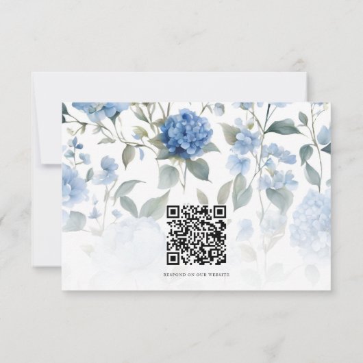 Zomer Bloemen Blauw en Wit Elegant Bruiloft RSVP Kaartje (Achterkant)