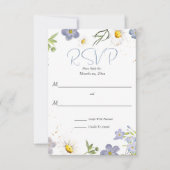 Zomer Bloemen Blauw Huwelijk RSVP (Voorkant)