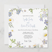 Zomer Bloemen Blauw Huwelijksuitnodiging Kaart (Voorkant)